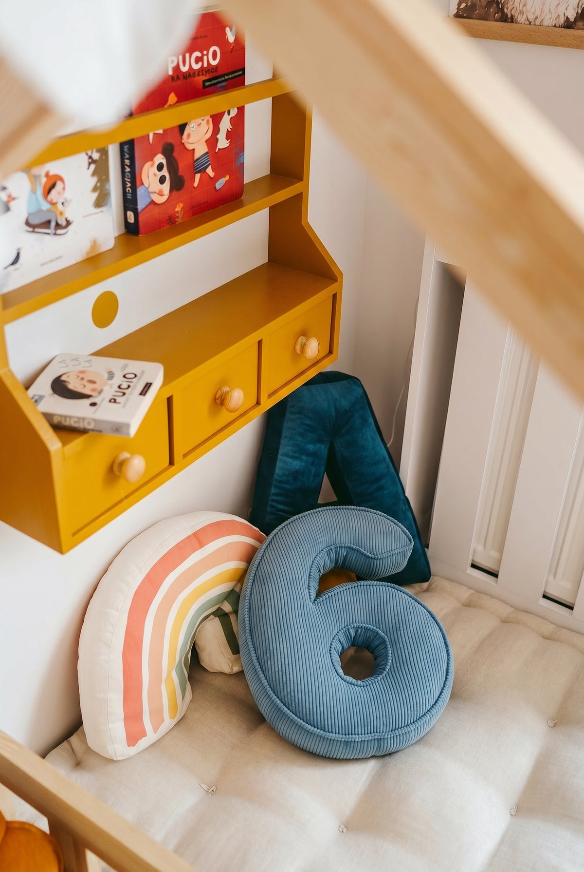Corduroy Number Cushion by Bettys Home on kids bed