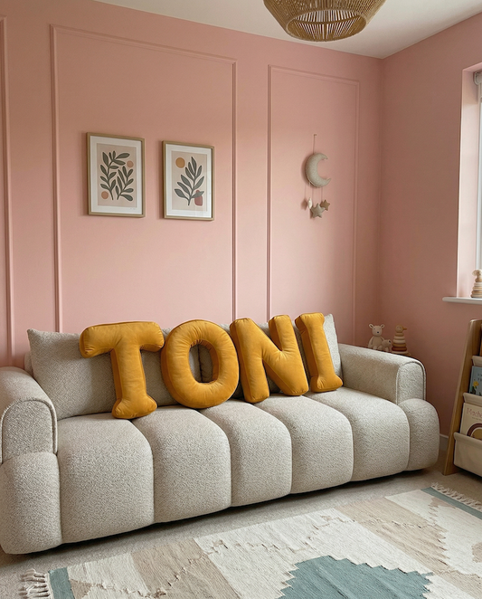 Velvet letter cushion T | Alphabet Cushion