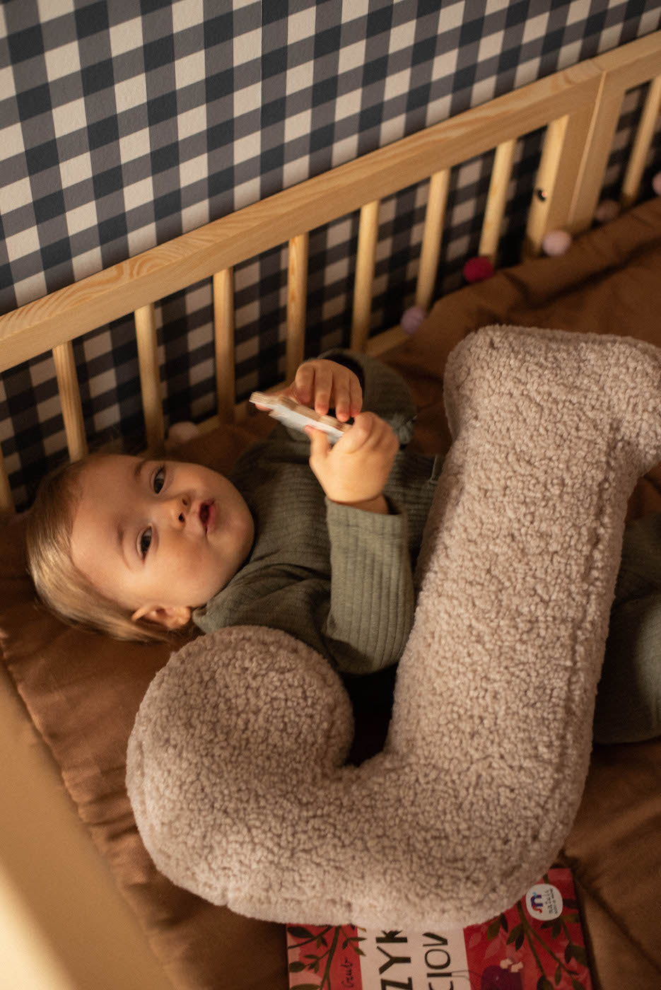 boucle letter cushion mocha by bettys home. kids room deco idea. teddy cushion mocha 