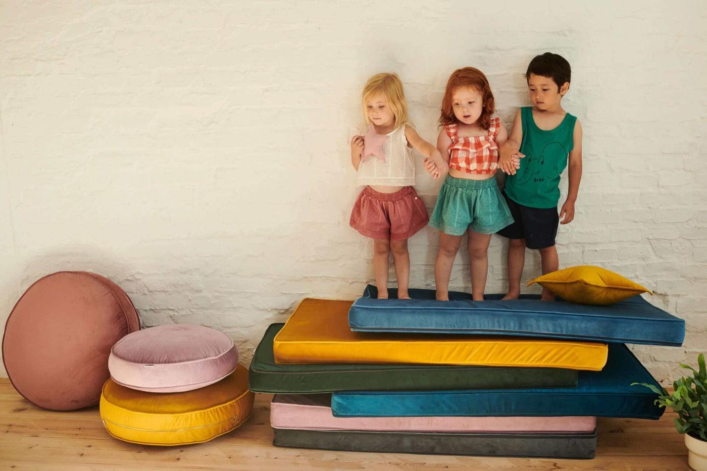 Velvet Mattress Blue, soft floor play mat with removable cover, Mattress by bettys home